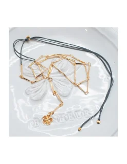 SWEET M - COLLIER MI CHAÎNE MI CORDON AVEC PENDENTIF FLEUR