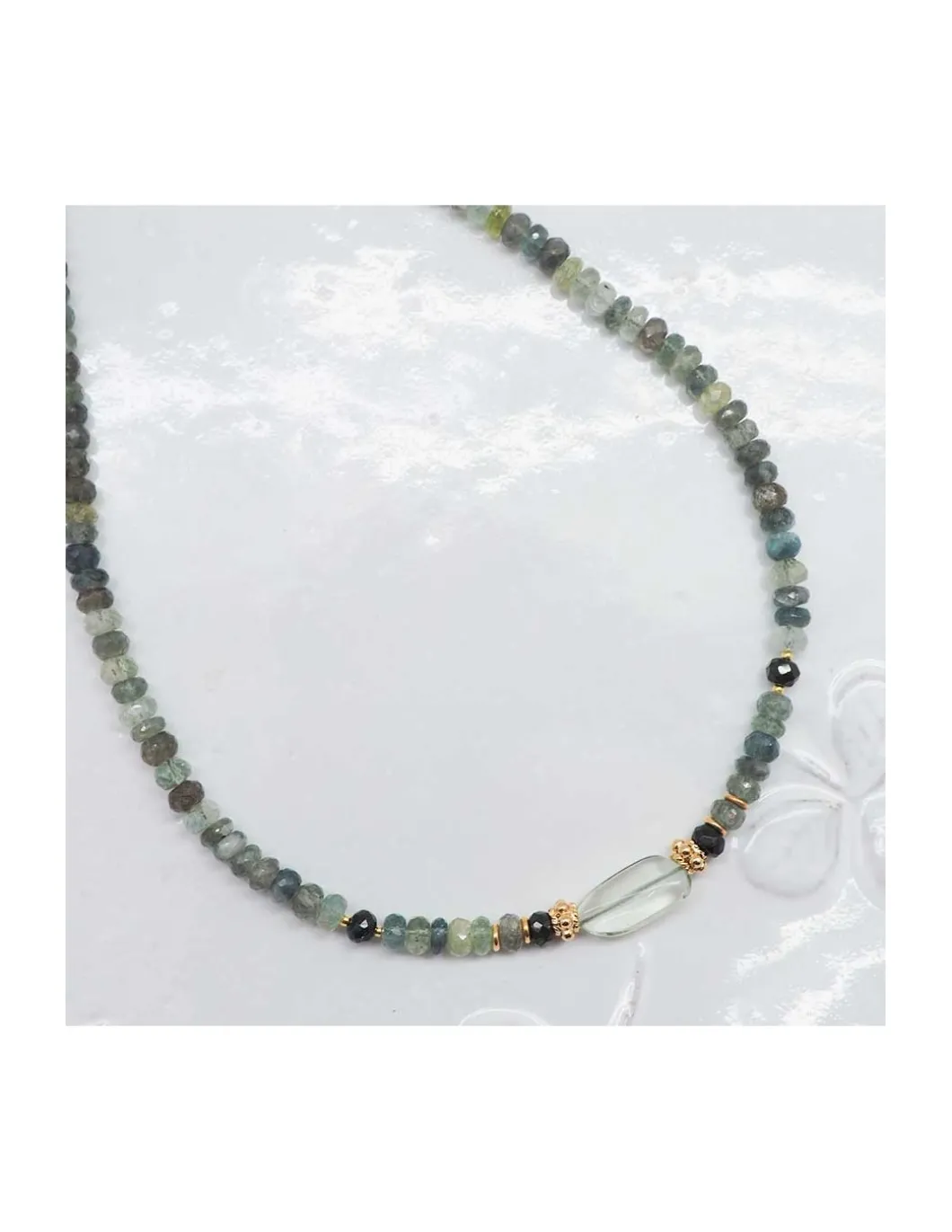 SWEET M - COLLIER TOURMALINES AQUAMARINES ORAGE, GREEN AMETHYSTES ET DARK TOURMALINES