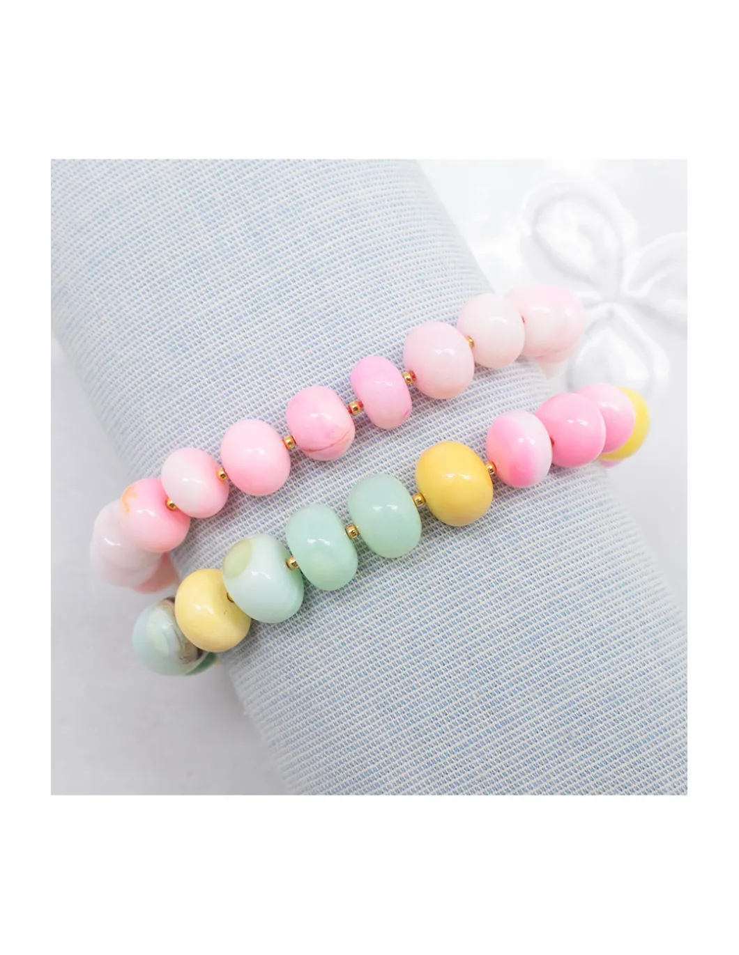 TUTTI FRUTTI - BRACELET OPALES ET MINI-PERLES DORÉES