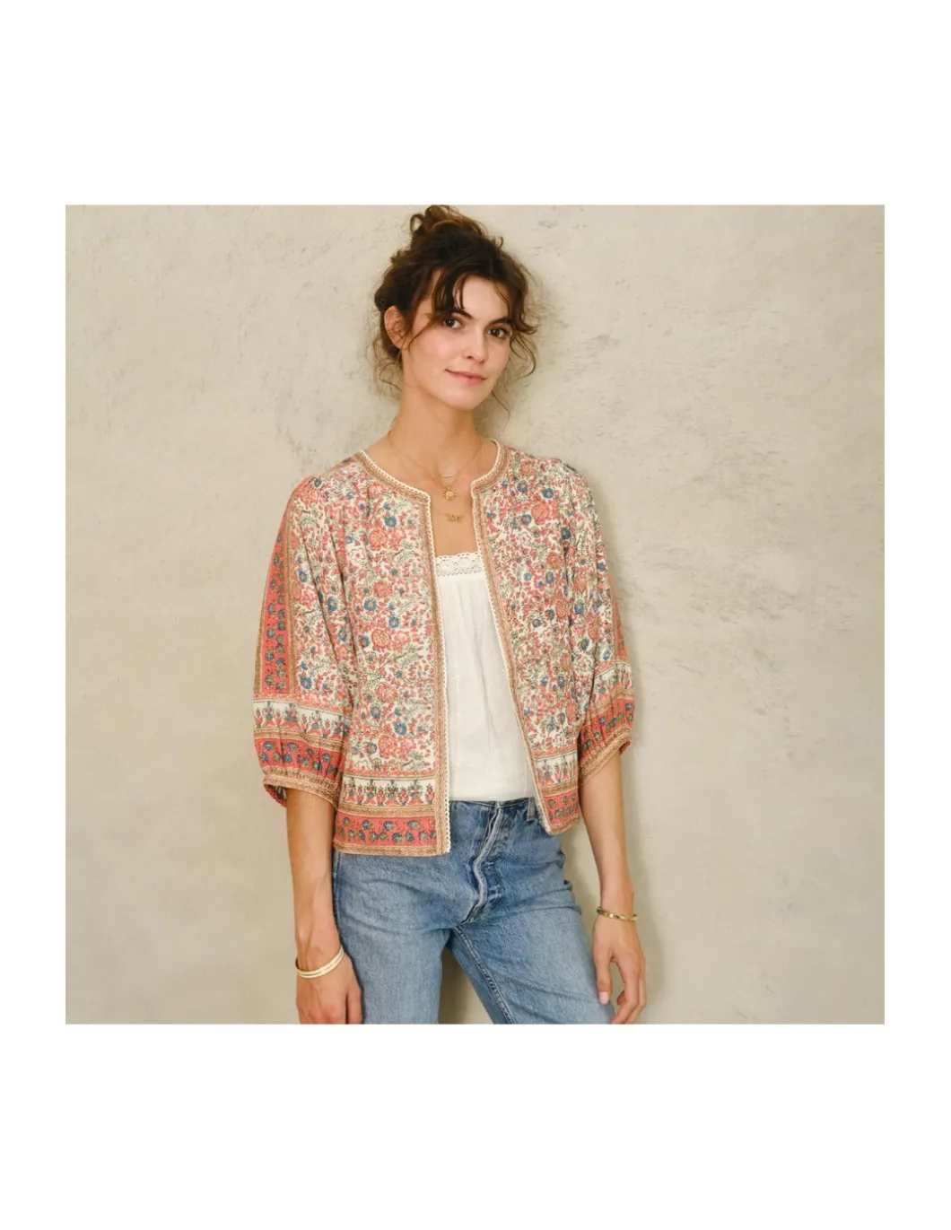VESTE CASS IMPRIMÉ CORAIL
