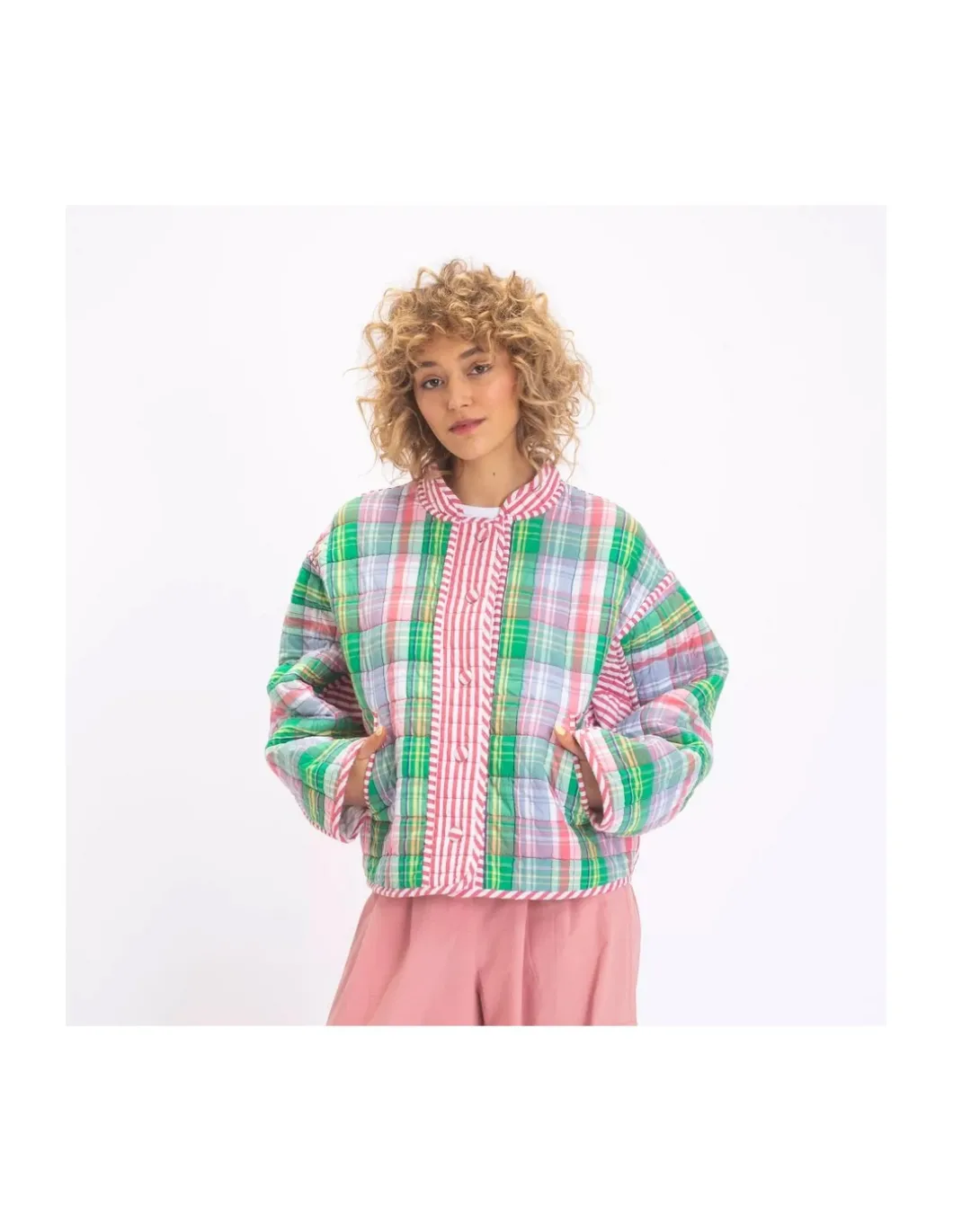 VESTE SATYA TARTAN ROUGE ET VERT