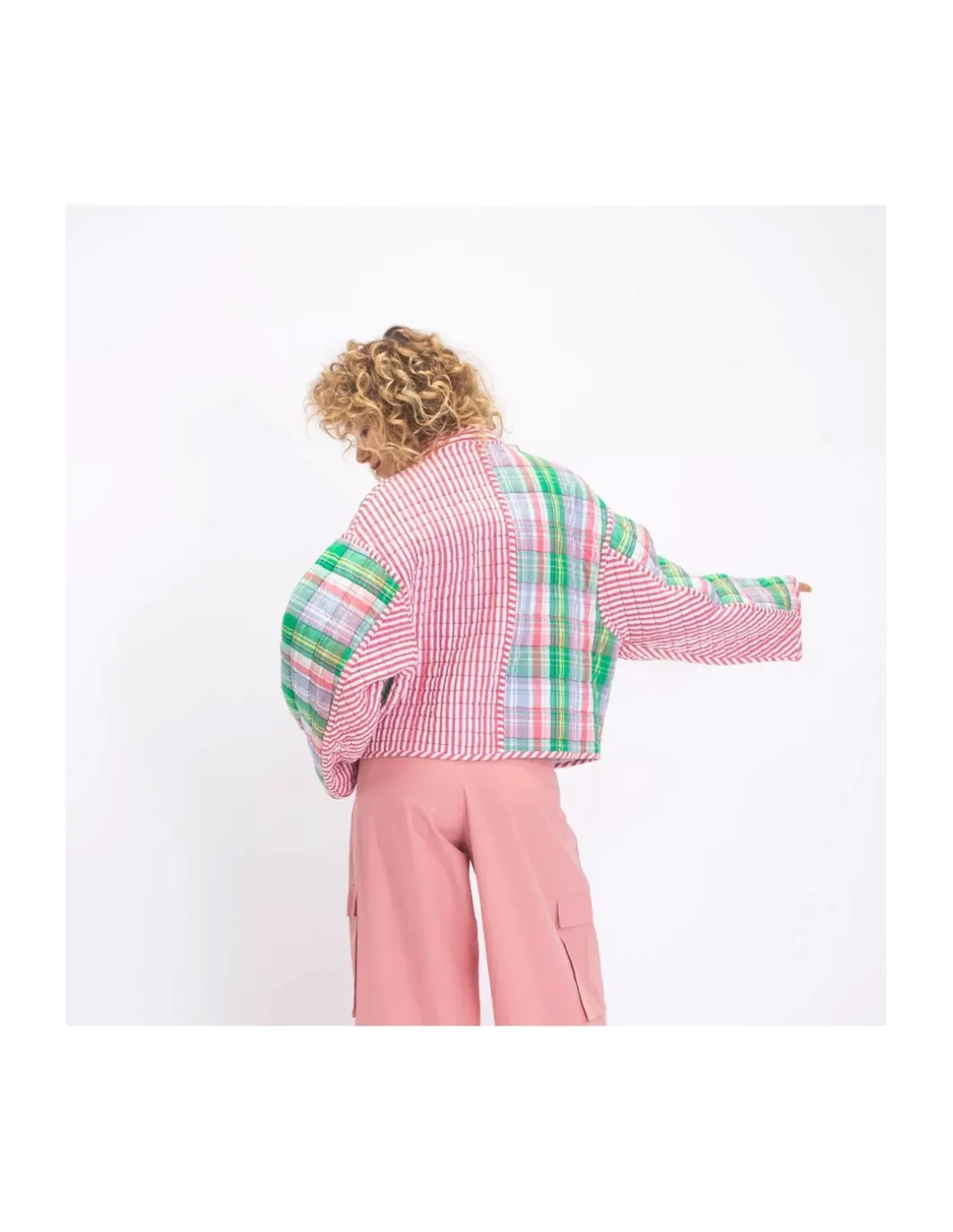 VESTE SATYA TARTAN ROUGE ET VERT