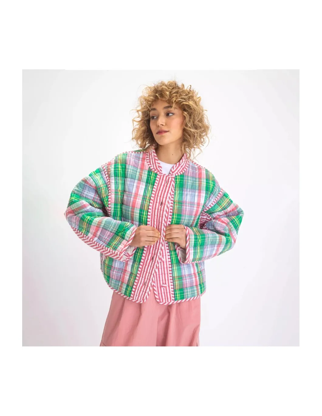 VESTE SATYA TARTAN ROUGE ET VERT